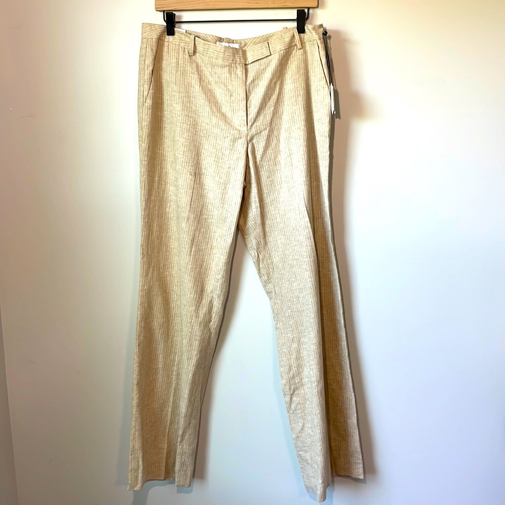 NWT Calvin Klein the Madison linen blend pinstripe pant size 12. career staple